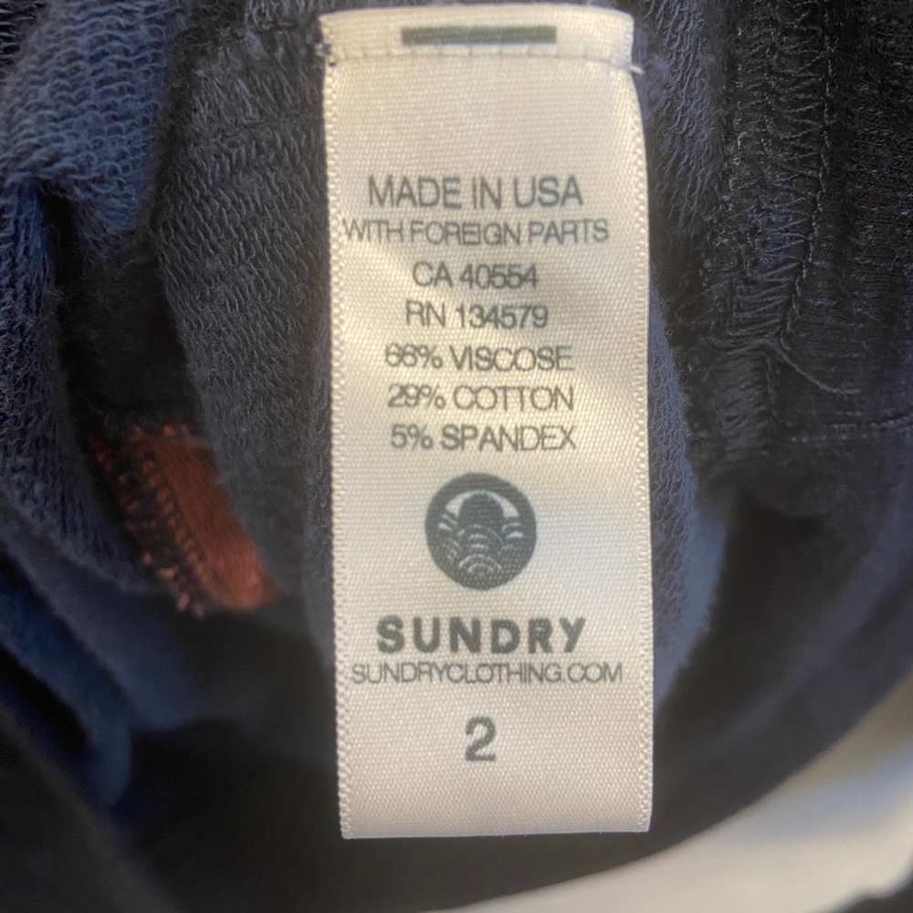 Sundry Navy Heather Burgundy Stripe Colorblock Crewneck Sweatshirt Size 2 - Picture 4 of 4